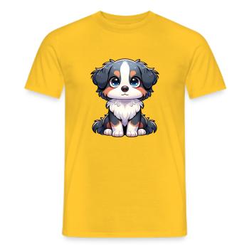 Illustration numérique de berger australien mignon - T-shirt homme - jaune - Devant - AI Model Male 178 dark (178cm)