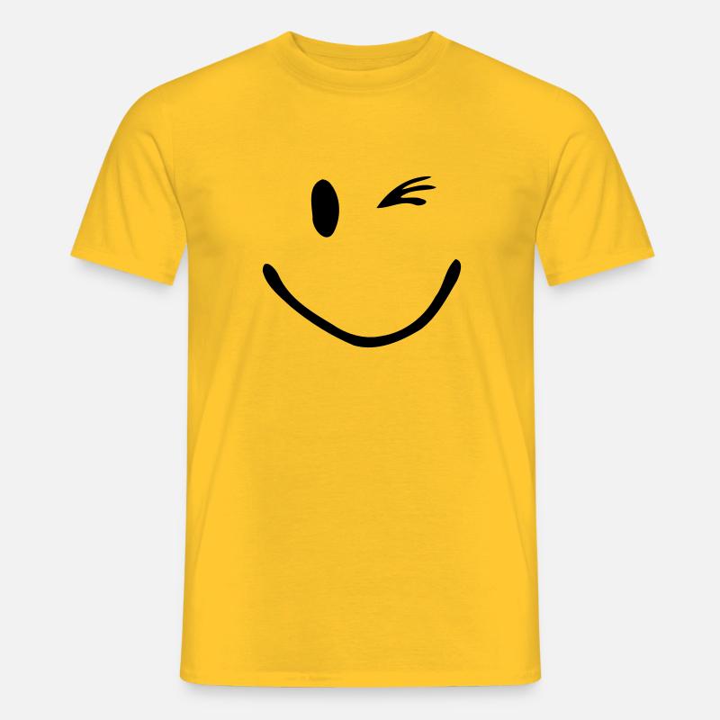 Zwinker Smiley - Männer T-Shirt - Gelb