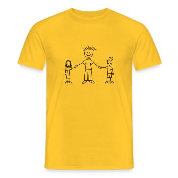 family_dad_with_girl_and_boy_1c - Männer T-Shirt - Gelb - Vorne - AI Model Male 178 dark (178cm)