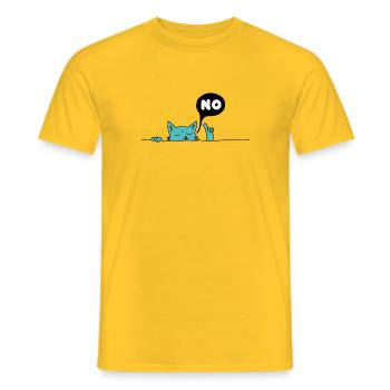 Nein Katze - Männer T-Shirt - Gelb - Vorne - AI Model Male 178 dark (178cm)