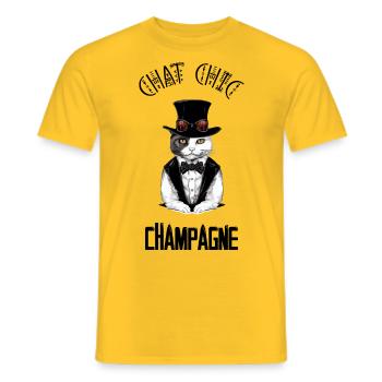 Chat chic - T-shirt homme - jaune - Devant - AI Model Male 178 dark (178cm)