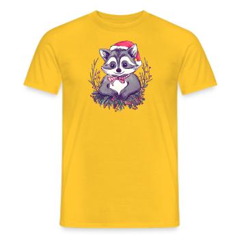 Weihnachtlicher Waschbär_Vintage - Männer T-Shirt - Gelb - Vorne - AI Model Male 178 dark (178cm)
