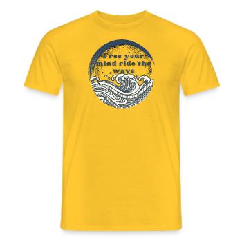 Free your mind ride the wave - Männer T-Shirt - Gelb - Vorne - AI Model Male 178 dark (178cm)