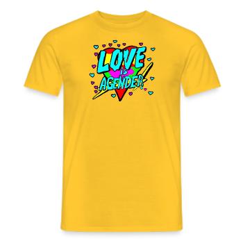 Love is Agender - Men's T-Shirt - yellow - Front - AI Model Male 178 dark (178cm)