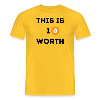 Bitcoin Spruch Humor Symbol Design Shirt Geschenk - Männer T-Shirt - Gelb - Vorne - AI Model Male 178 dark (178cm)