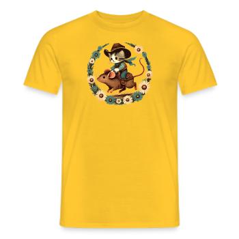 Vintage Wild West Cowboy Kitten Rodeo - Men's T-Shirt - yellow - Front - AI Model Male 178 dark (178cm)