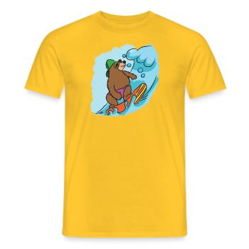 surfing - Men's T-Shirt - yellow - Front - AI Model Male 178 dark (178cm)