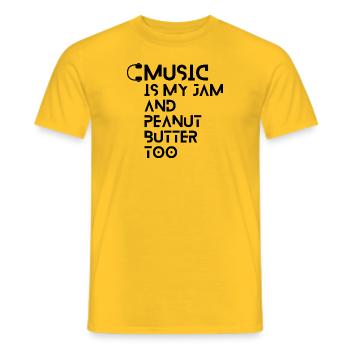 Collection "MUSIC is my Jam and Peanut Butter Too" - Men's T-Shirt - yellow - Front - AI Model Male 178 dark (178cm)