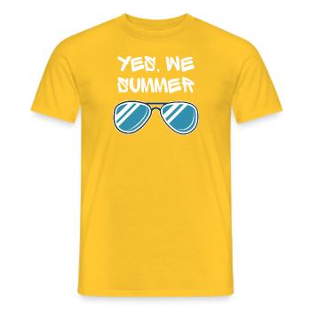 Ja, wir Sommer! Einzigartiger, origineller Stil - Männer T-Shirt - Gelb - Vorne - AI Model Male 178 dark (178cm)