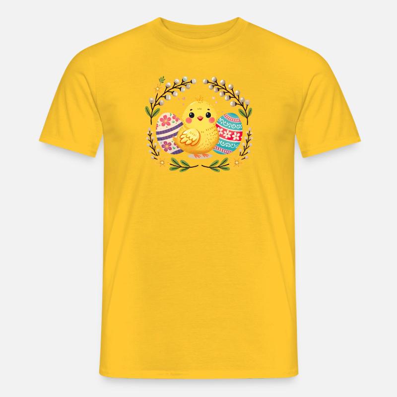Cute Easter chicklet and eggs - Men’s T-shirt - yellow