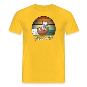 Alpaka und Faultier - das ist Liebe - Valentinstag - Männer T-Shirt - Gelb - Vorne - AI Model Male 178 dark (178cm)