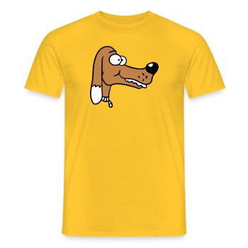 Visage de chien Petit Tête d’animal de compagnie Mignon - T-shirt homme - jaune - Devant - AI Model Male 178 dark (178cm)