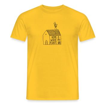PLANT LOVER | Home is where my plants are | black - Men's T-Shirt - yellow - Front - AI Model Male 178 dark (178cm)