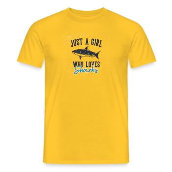 Just a girl who loves sharks - Men's T-Shirt - yellow - Front - AI Model Male 178 dark (178cm)