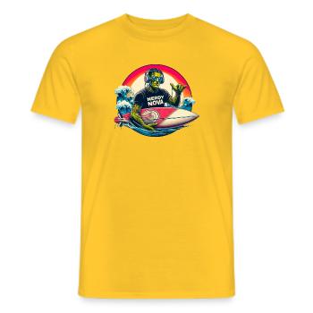 Franky Surfen - Männer T-Shirt - Gelb - Vorne - AI Model Male 178 dark (178cm)