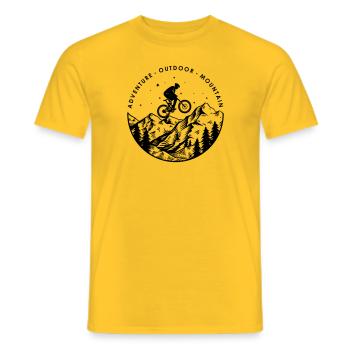Mountain biking in the mountains Sport Men & Women - Men's T-Shirt - yellow - Front - AI Model Male 178 dark (178cm)