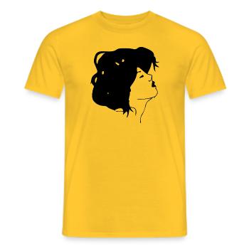 la femme en noir - T-shirt homme - jaune - Devant - AI Model Male 178 dark (178cm)