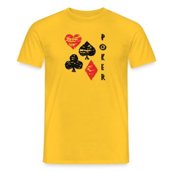 Poker Life - Men's T-Shirt - yellow - Front - AI Model Male 178 dark (178cm)