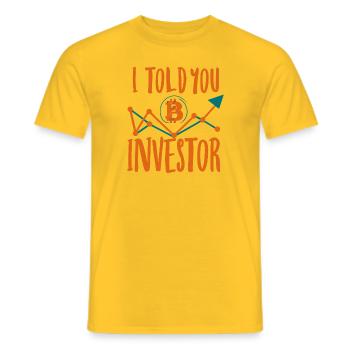 Bitcoin Investor Prophet - I Told You So - Männer T-Shirt - Gelb - Vorne - AI Model Male 178 dark (178cm)