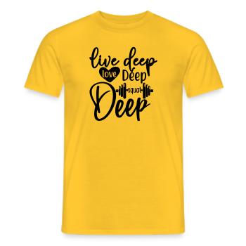 Vivre l’amour profond profond squat profond - T-shirt homme - jaune - Devant - AI Model Male 178 dark (178cm)