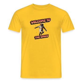 Bienvenue dans l’espace : Joignez-vous à notre astronaute - T-shirt homme - jaune - Devant - AI Model Male 178 dark (178cm)