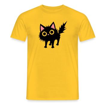 Schwarze Katze - Männer T-Shirt - Gelb - Vorne - AI Model Male 178 dark (178cm)