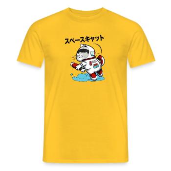 SPACE CAT JAPANESE - Men's T-Shirt - yellow - Front - AI Model Male 178 dark (178cm)