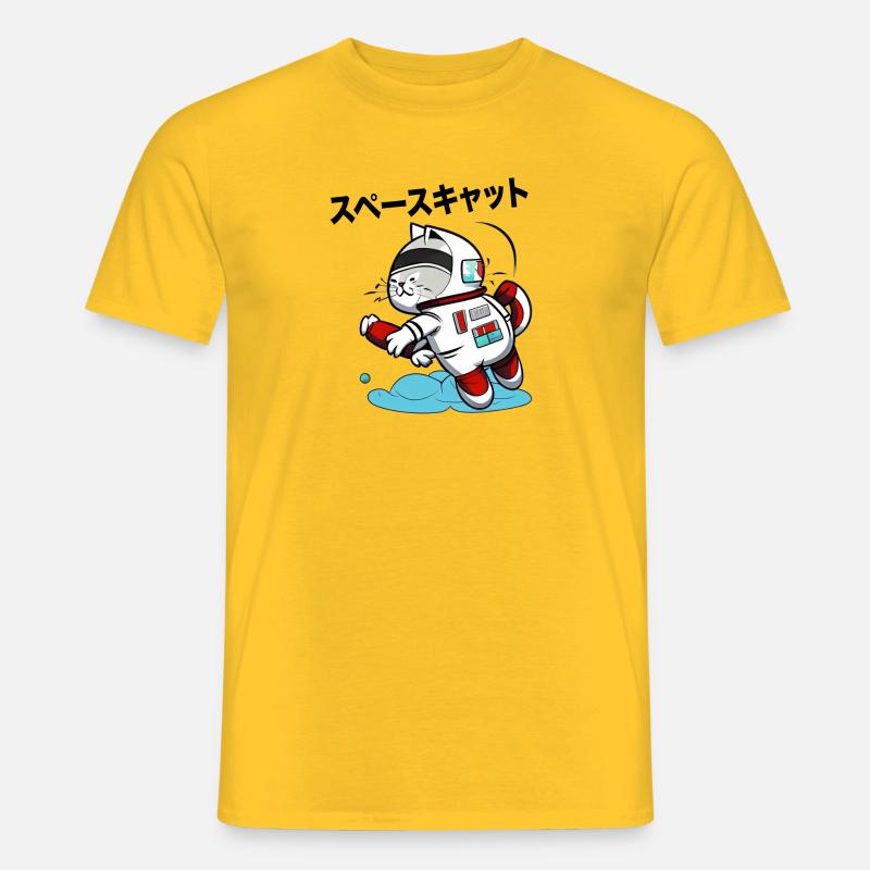 SPACE CAT JAPANISCH - Männer T-Shirt - Gelb
