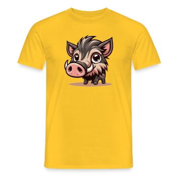 Wild boar - Men's T-Shirt - yellow - Front - AI Model Male 178 dark (178cm)