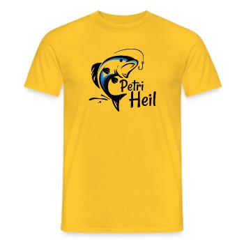 Fisch Petri Heil - Männer T-Shirt - Gelb - Vorne - AI Model Male 178 dark (178cm)