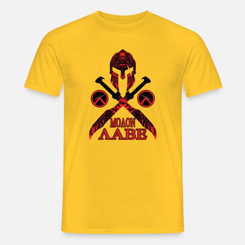 Molon Labe Spartaner Helm - Männer T-Shirt - Gelb