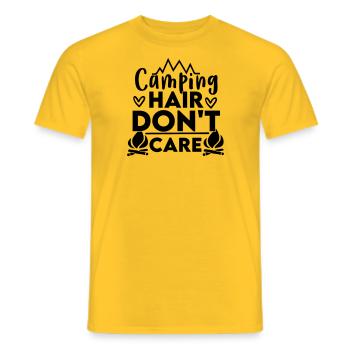Les cheveux de camping ne le font pas - T-shirt homme - jaune - Devant - AI Model Male 178 dark (178cm)