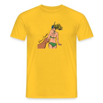 come on I'm taking you to the beach - Men's T-Shirt - yellow - Front - AI Model Male 178 dark (178cm)