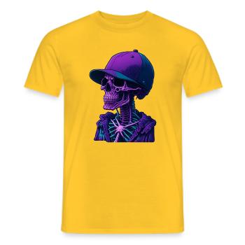 Squelette avec casquette - T-shirt homme - jaune - Devant - AI Model Male 178 dark (178cm)