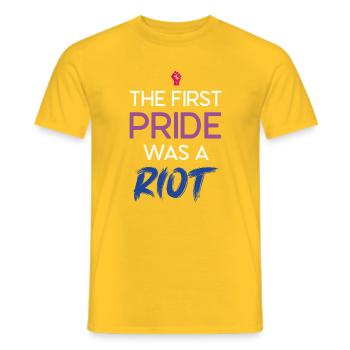 LGBT Pride Month - The First Pride Was a Riot - Men's T-Shirt - yellow - Front - AI Model Male 178 dark (178cm)