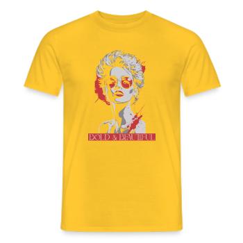 Icône féminine du pop art avec accent rouge - T-shirt homme - jaune - Devant - AI Model Male 178 dark (178cm)