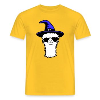 Lama Cool Witch Hat Sunglasses Halloween Alpaca - Men's T-Shirt - yellow - Front - AI Model Male 178 dark (178cm)