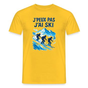 Humour Montagne J'peux Pas J'ai Ski Neige - T-shirt homme - jaune - Devant - AI Model Male 178 dark (178cm)