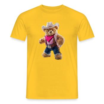 Cowboy Bear Cuddly Hero - Men's T-Shirt - yellow - Front - AI Model Male 178 dark (178cm)