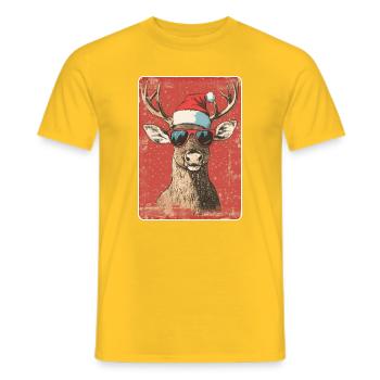 Reindeer Deer Antlers Reindeer Vintage Christmas - Men's T-Shirt - yellow - Front - AI Model Male 178 dark (178cm)