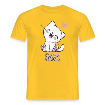 Neko Kuschelkatze Herzchen - Männer T-Shirt - Gelb - Vorne - AI Model Male 178 dark (178cm)
