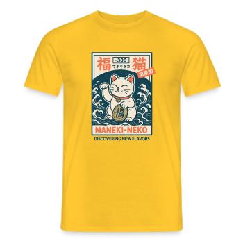 Maneki-Neko - Men's T-Shirt - yellow - Front - AI Model Male 178 dark (178cm)
