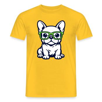 Niedliche französische Bulldoggen-Grafik mit Brille Pop Art - Männer T-Shirt - Gelb - Vorne - AI Model Male 178 dark (178cm)