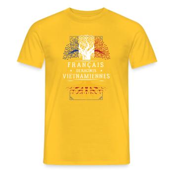 Francais De Racines Vietnamiennes T-Shirt Cadea... - T-shirt homme - jaune - Devant - AI Model Male 178 dark (178cm)