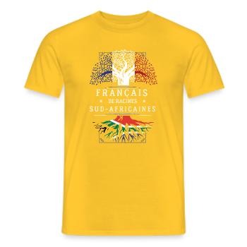 Francais De Racines Sud Africaines T-Shirt Cade... - T-shirt homme - jaune - Devant - AI Model Male 178 dark (178cm)