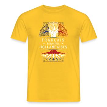 Francais De Racines Hollandaises T-Shirt Cadeau... - T-shirt homme - jaune - Devant - AI Model Male 178 dark (178cm)