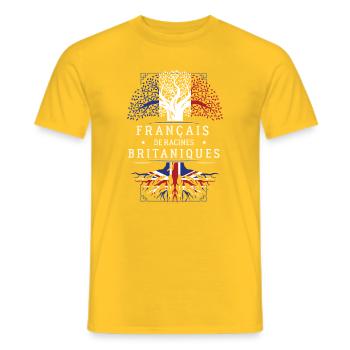 Francais De Racines Britaniques T-Shirt Cadeau ... - T-shirt homme - jaune - Devant - AI Model Male 178 dark (178cm)