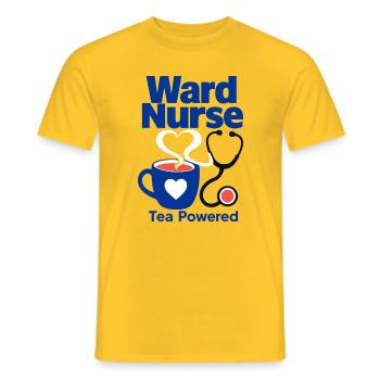 Cadeau drôle d’infirmière d’infirmière alimenté par le thé de service - T-shirt homme - jaune - Devant - AI Model Male 178 dark (178cm)