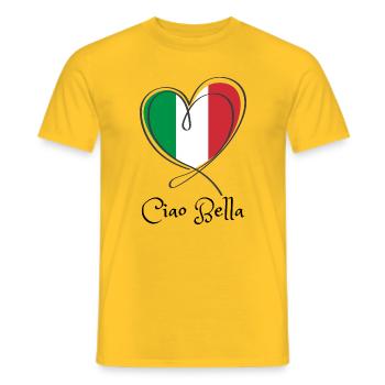 Italy Flag Heart Line Art - Men's T-Shirt - yellow - Front - AI Model Male 178 dark (178cm)