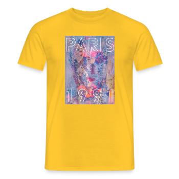 Paris 1991 Assemblée des couleurs néon - T-shirt homme - jaune - Devant - AI Model Male 178 dark (178cm)